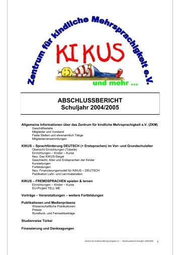 ABSCHLUSSBERICHT Schuljahr 2004/2005 - Zentrum für kindliche ...