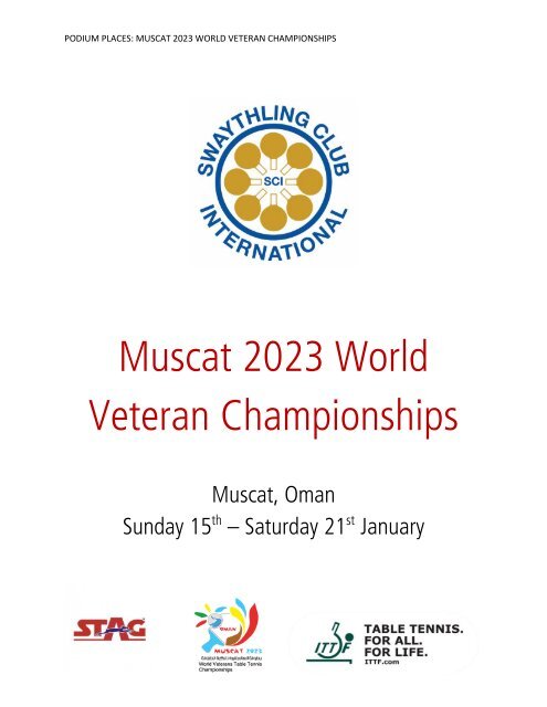 Muscat 2023 World Veteran Championships - Podium Places
