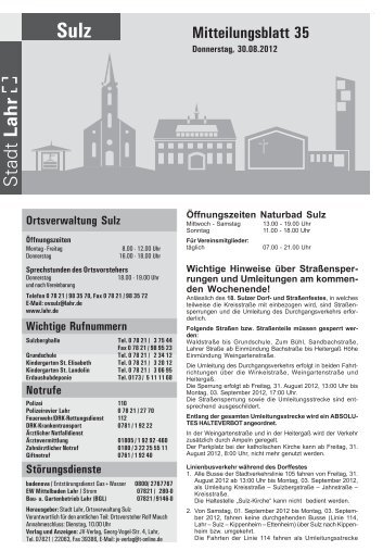 Mitteilungsblatt 35 / 2012 (application/pdf) - Sulz - Stadt Lahr