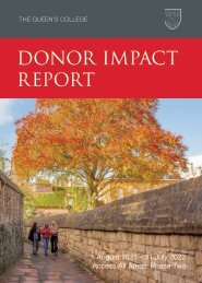The Queen's College Donor Impact Report