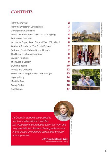 The Queen's College Donor Impact Report