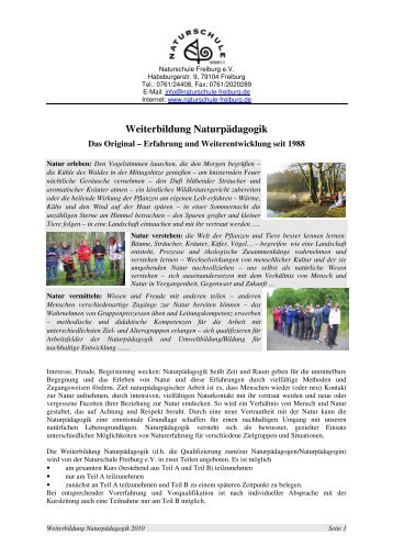 Weiterbildung Naturpädagogik Beschreibung - VNB