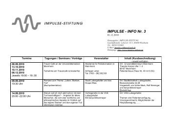 IMPULSE-INFO Nr. 3 vom 06.09.2010 - Impulse-Stiftung