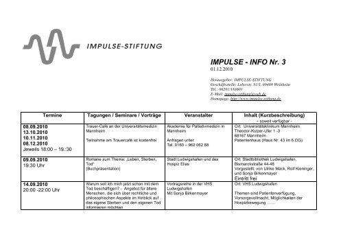 IMPULSE-INFO Nr. 3 vom 06.09.2010 - Impulse-Stiftung
