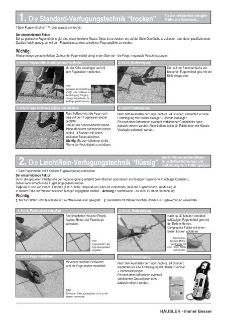 LeichtRein-Verfugungstechnik - Häusler