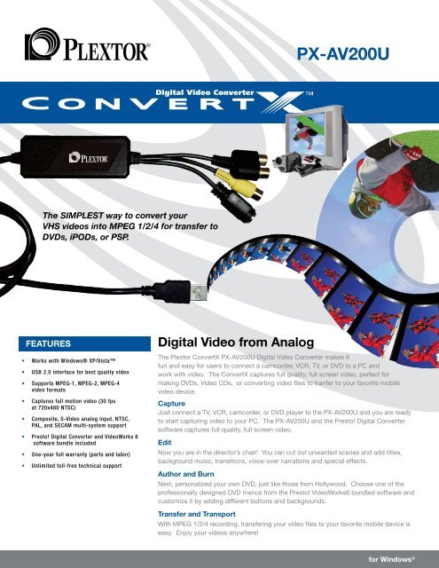Plextor ConvertX PX-AV200U Video Converter Drivers for Windows Mac Plextor ConvertX PX-AV200U Video Converter Drivers PC