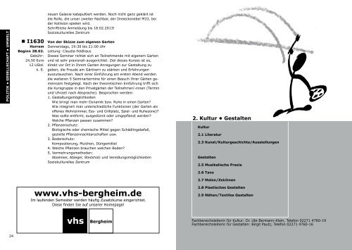 instrumental- und vokalunterricht für jung und alt! - VHS Bergheim