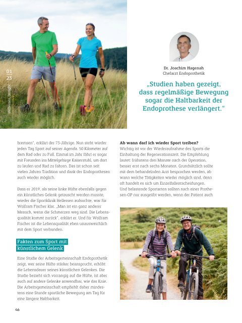 Spezialklinik für Orthopädie, Sportmedizin und Unfallchirurgie – Klinikmagazin Hellersen Insight 01/2023