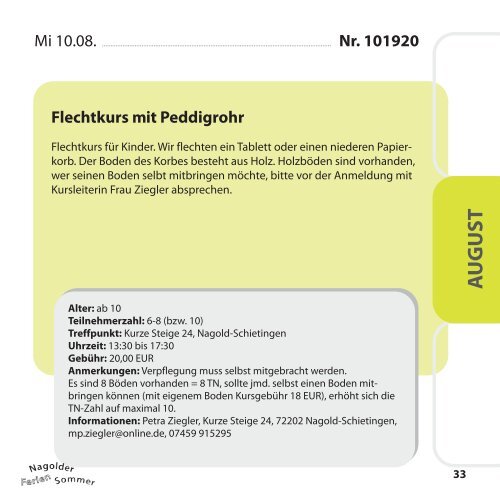 a ugust - Volkshochschule Oberes Nagoldtal