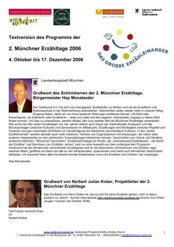 2. Münchner Erzähltage 2006 - Kinderklinik und Poliklinik der TU ...