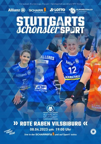Spieltagsheft Allianz MTV Stuttgart vs. Rote Raben Vilsbiburg 08.04.2023 Play-Off Viertelfinale
