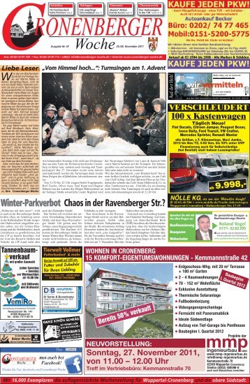 Sonntag, 27. November 2011, von 11.00 - Cronenberger Woche