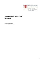 TECHNOSEUM - MANNHEIM Preisliste