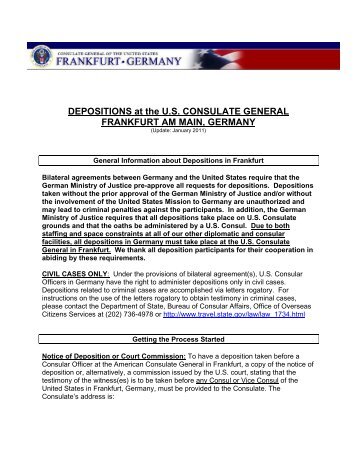 DEPOSITIONS at the U.S. CONSULATE GENERAL ... - Germany