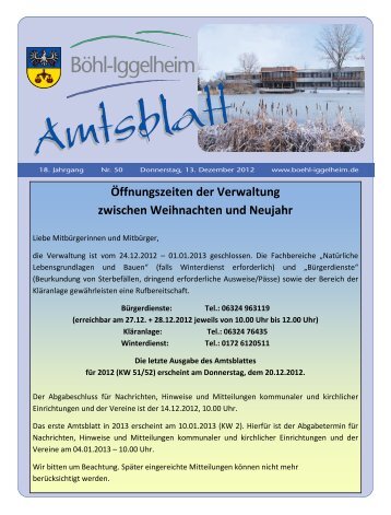 Amtsblatt vom 13.12.2012 (KW 50) - Gemeinde Böhl-Iggelheim