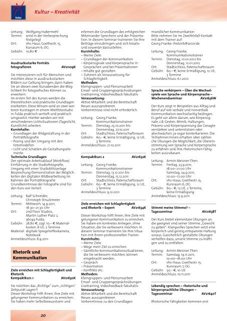 Programm 2. Semester 2011 - vhs der Stadt Fulda