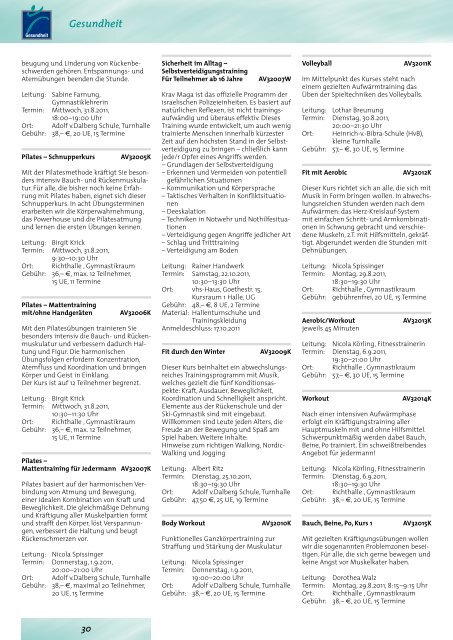 Programm 2. Semester 2011 - vhs der Stadt Fulda