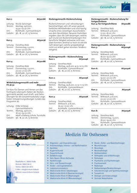 Programm 2. Semester 2011 - vhs der Stadt Fulda