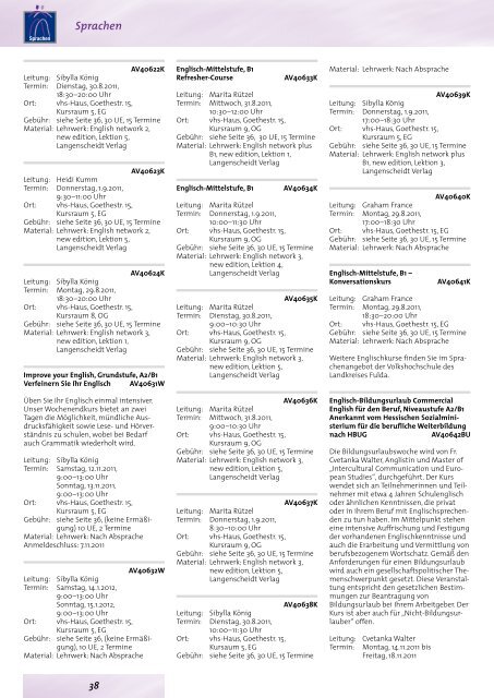 Programm 2. Semester 2011 - vhs der Stadt Fulda