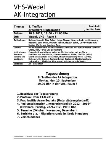 VHS-Wedel AK–Integration - Volkshochschule Wedel