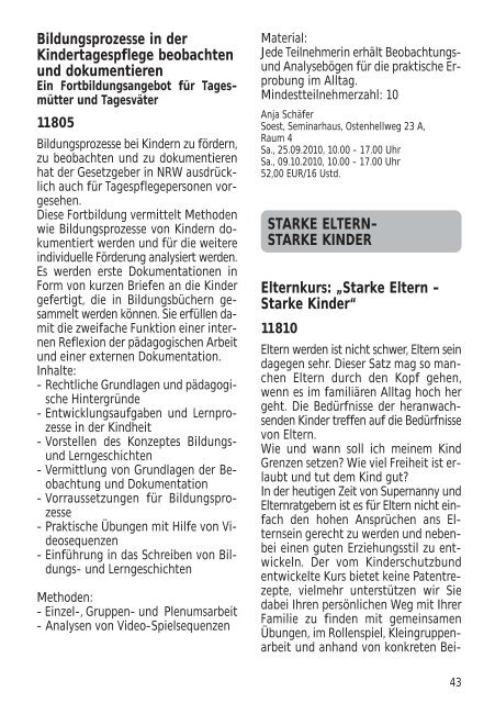 VHS Herbst 2010 - Volkshochschule Soest - Stadt Soest