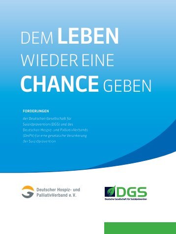 Forderungen der DGS und des DHPV für eine gesetzliche Verankerung der Suizidprävention