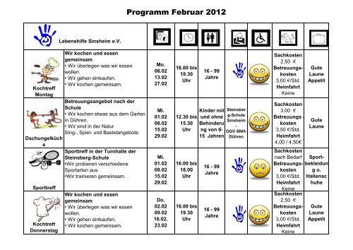 Programm Februar 2012 - Lebenshilfe Sinsheim eV und Kraichgau ...