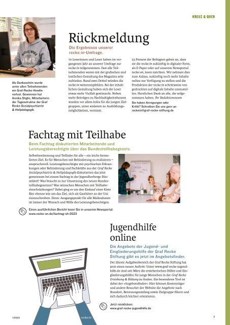 recke:in - Das Magazin der Graf Recke Stiftung Ausgabe 1/2023