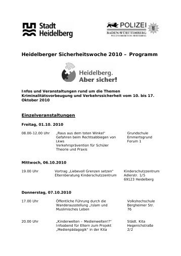 Heidelberger Sicherheitswoche 2010 - Verein Kampf der Droge e.V.