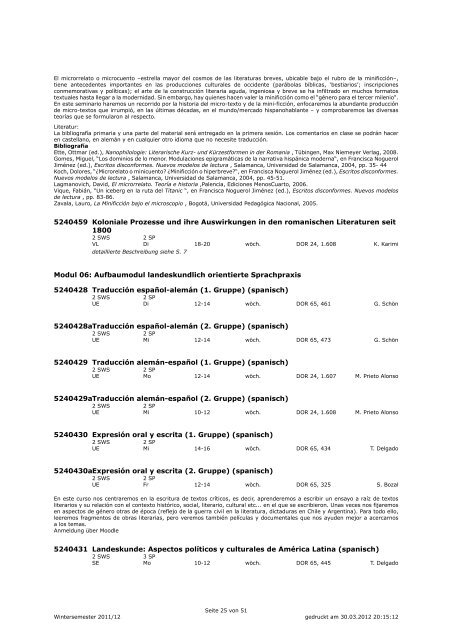 Wintersemester 2011/12 - Institut für Romanistik - Humboldt ...