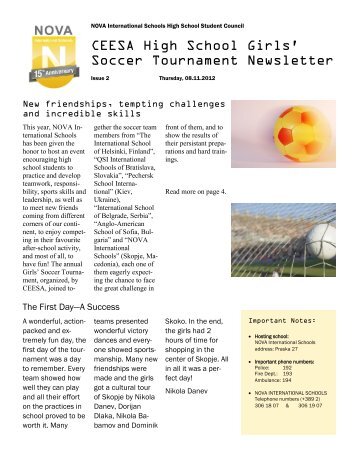 CEESA High School Girls' Soccer Tournament Newsletter - NOVA ...