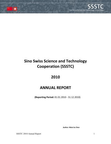 Sino Swiss Science and Technology Cooperation ... - ETH Global