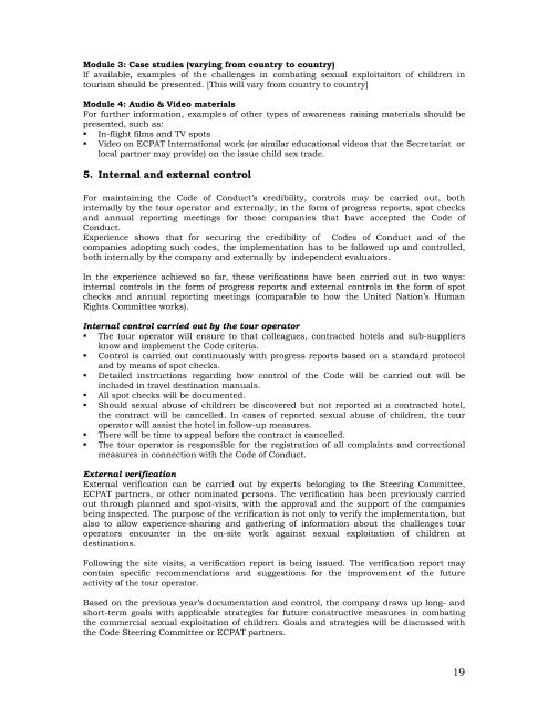 Code of Conduct for the Protection of Children from Sexual ...