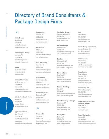 Directory of Brand Consultants & Package ... - Brand Packaging