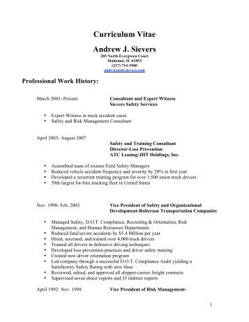 Curriculum Vitae Andrew J. Sievers - JurisPro