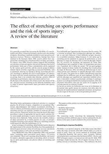 The effect of stretching on sports performance and the risk of ... - SSMS