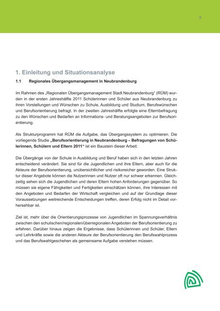 Berufsorientierung in Neubrandenburg RÜM-Befragungen 2011