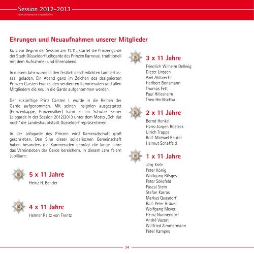 Session 2012-2013 - Prinzengarde der Stadt Düsseldorf