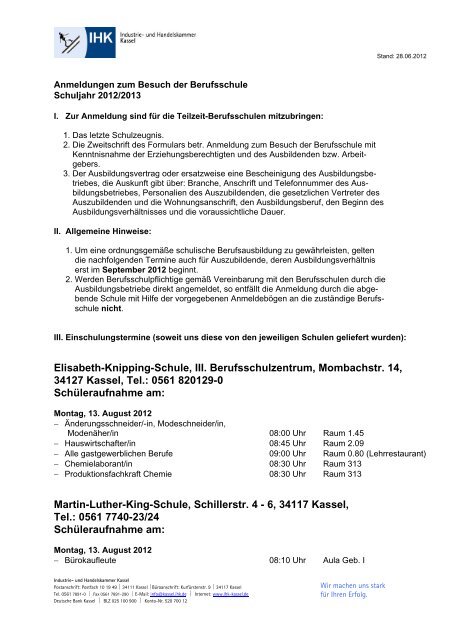 Elisabeth Knipping Schule Iii Berufsschulzentrum Ihk Kassel