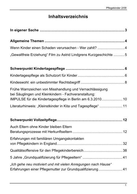 Pflegekinder-Heft 2/09 als PDF-Dokument - Kindertagespflege