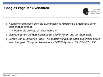 Googles PageRank-Verfahren - Michael Joswig