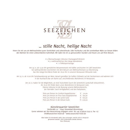 Arrangements - Das Hotel Künstlerquartier Seezeichen