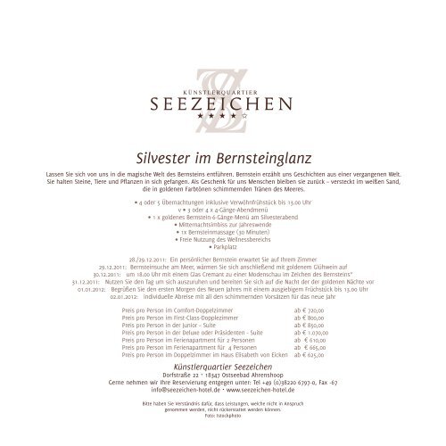 Arrangements - Das Hotel Künstlerquartier Seezeichen