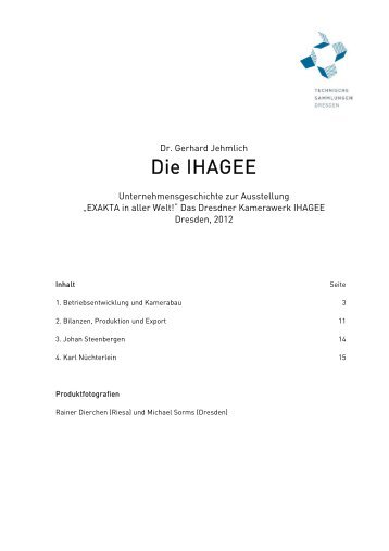 Die IHAGEE - Technische Sammlungen Dresden