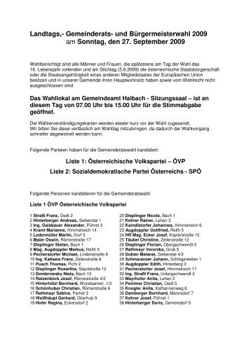 Landtags,- Gemeinderats- und ... - Haibach ob der Donau