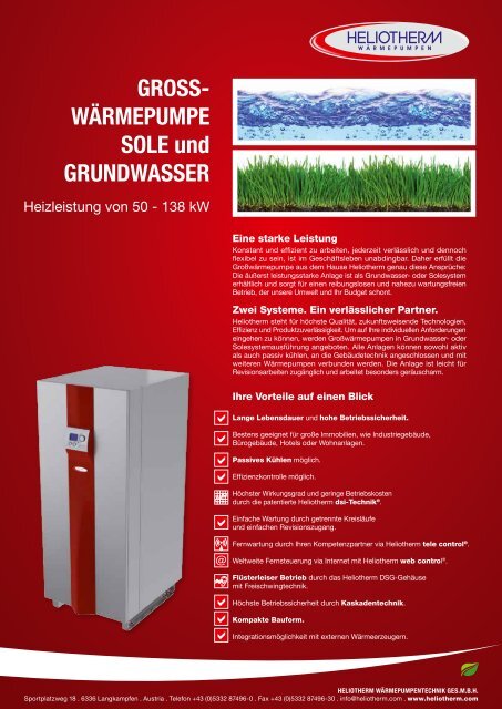 Gross- wärmepumpe sole und Grundwasser - Heliotherm