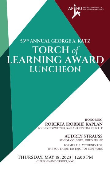 53rd Annual George A. Katz Torch of Learning Award Luncheon