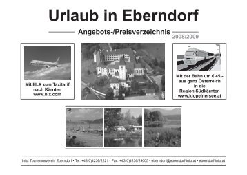 Urlaub in Eberndorf Angebots-/Preisverzeichnis