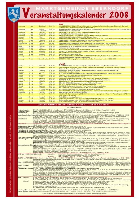 Veranstaltungskalender 2008 - Marktgemeinde Eberndorf