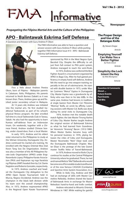 FMA Informative Newspaper Vol1 No.3 - 2012